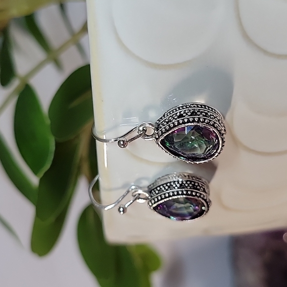 Mystic Topaz Vintage Style Drop Earrings - Picture 2 of 6